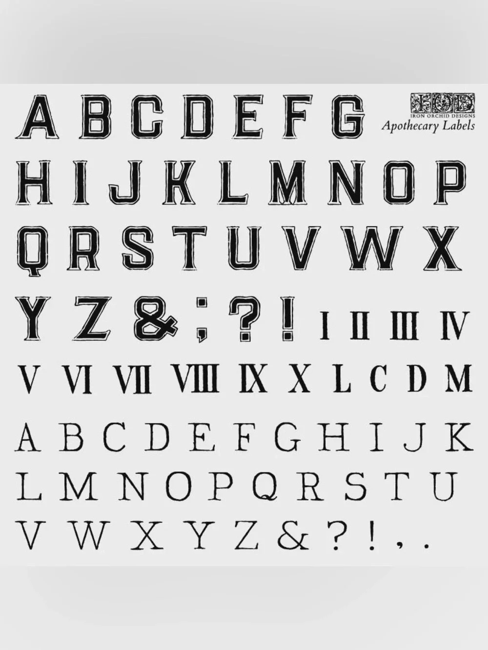 New!  IOD Apothecary Labels Clear Stamp Set -  Oval Alphabet
